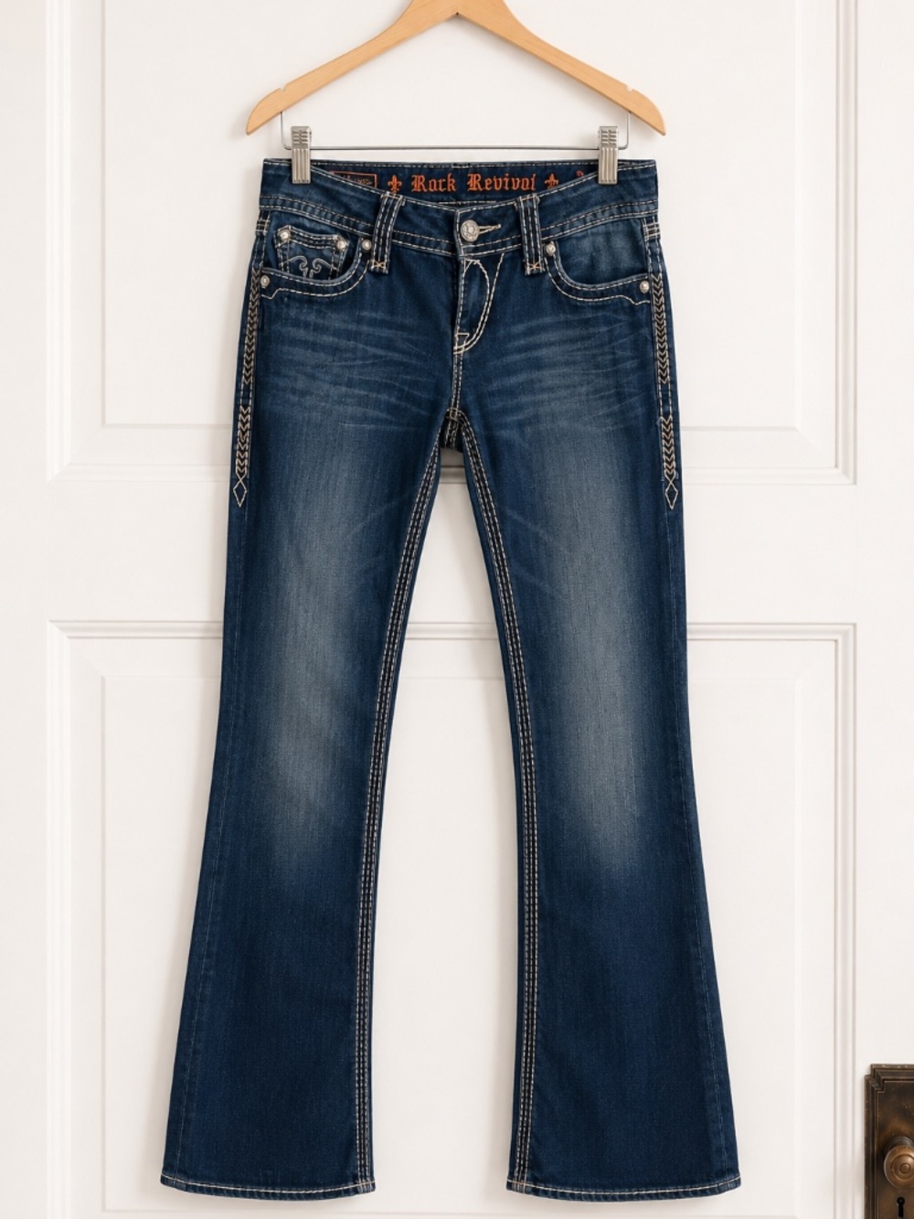 Rock Revival Darla Bootcut Jeans Women’s 28 Embroidered Y2K